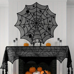 Lace Overlay Halloween Table Topper Spider Web Design