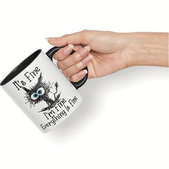 Frazzled Cat Coloured Mug Cup - Ideal Gift for Work, Office, Christmas