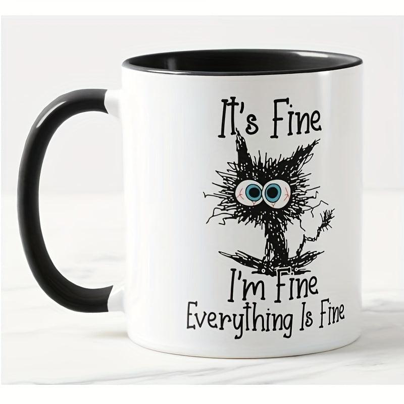 Frazzled Cat Coloured Mug Cup - Ideal Gift for Work, Office, Christmas