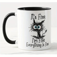 Frazzled Cat Coloured Mug Cup - Ideal Gift for Work, Office, Christmas