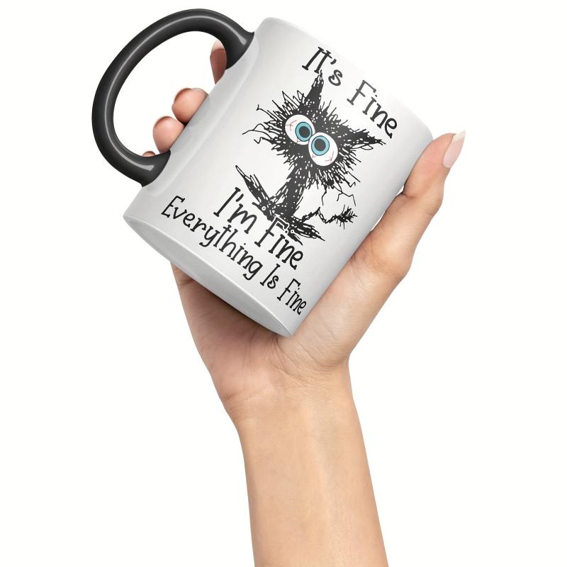 Frazzled Cat Coloured Mug Cup - Ideal Gift for Work, Office, Christmas