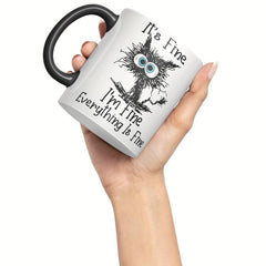 Frazzled Cat Coloured Mug Cup - Ideal Gift for Work, Office, Christmas