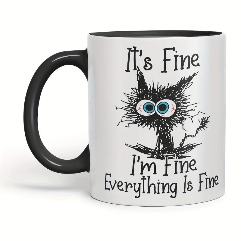 Frazzled Cat Coloured Mug Cup - Ideal Gift for Work, Office, Christmas