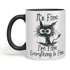 Frazzled Cat Coloured Mug Cup - Ideal Gift for Work, Office, Christmas