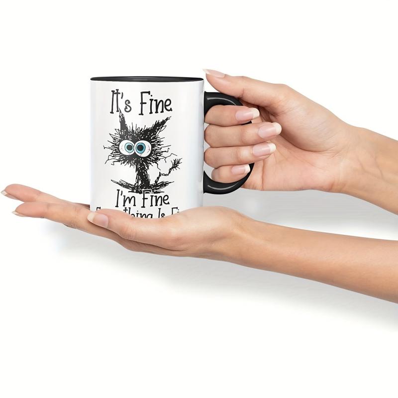 Frazzled Cat Coloured Mug Cup - Ideal Gift for Work, Office, Christmas