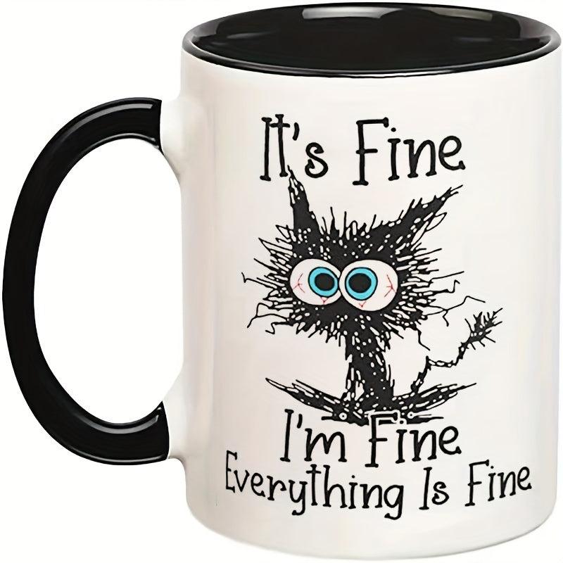 Frazzled Cat Coloured Mug Cup - Ideal Gift for Work, Office, Christmas