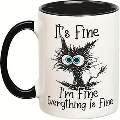 Frazzled Cat Coloured Mug Cup - Ideal Gift for Work, Office, Christmas