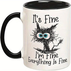 Frazzled Cat Coloured Mug Cup - Ideal Gift for Work, Office, Christmas