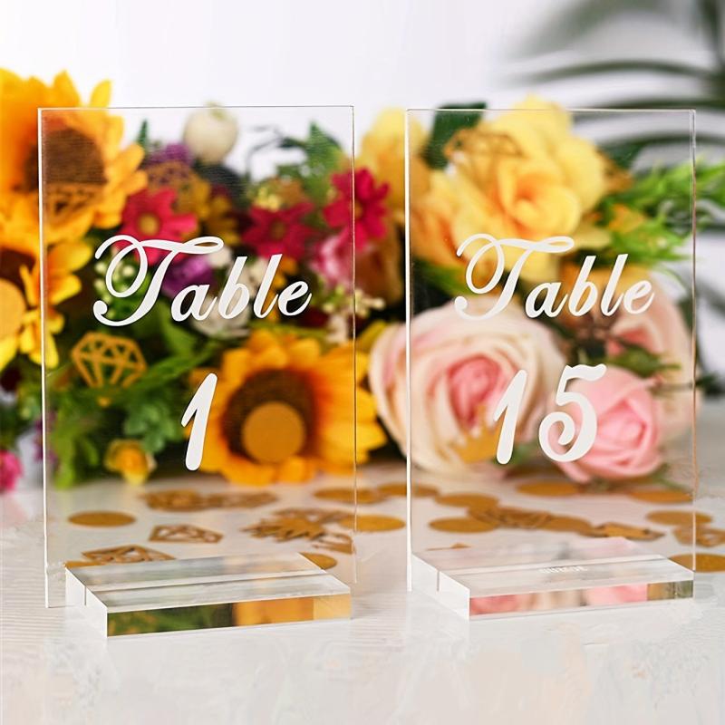 10pcs Acrylic Blank Sign Plate With Base Transparent Acrylic Shelf Wedding DIY