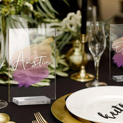 10pcs Acrylic Blank Sign Plate With Base Transparent Acrylic Shelf Wedding DIY