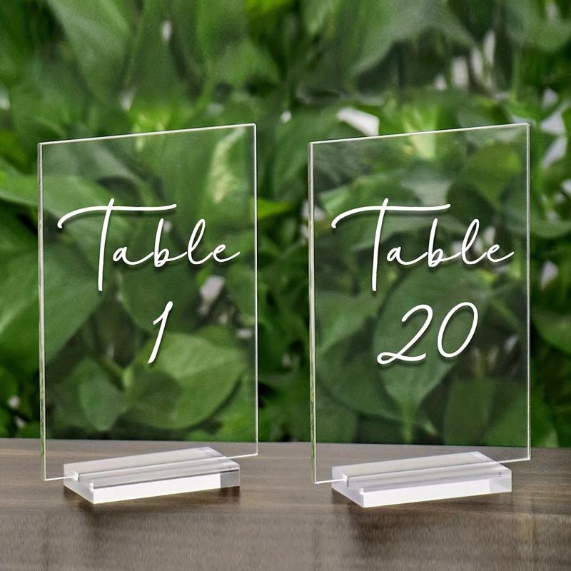 10pcs Acrylic Blank Sign Plate With Base Transparent Acrylic Shelf Wedding DIY