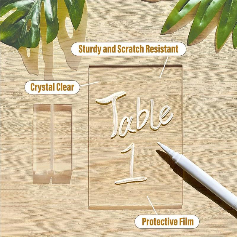 10pcs Acrylic Blank Sign Plate With Base Transparent Acrylic Shelf Wedding DIY