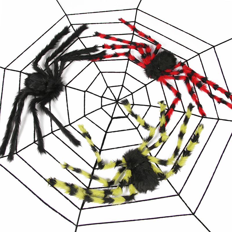 Halloween Artificial Spider Props Party Decoration Spider Web Plush Spider