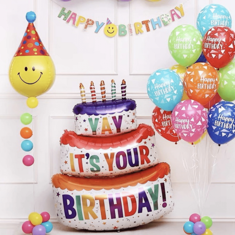 Happy Birthday Cake Foil Balloons for Girls and Boys Birthdays