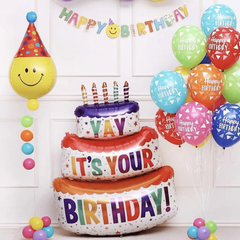 Happy Birthday Cake Foil Balloons for Girls and Boys Birthdays