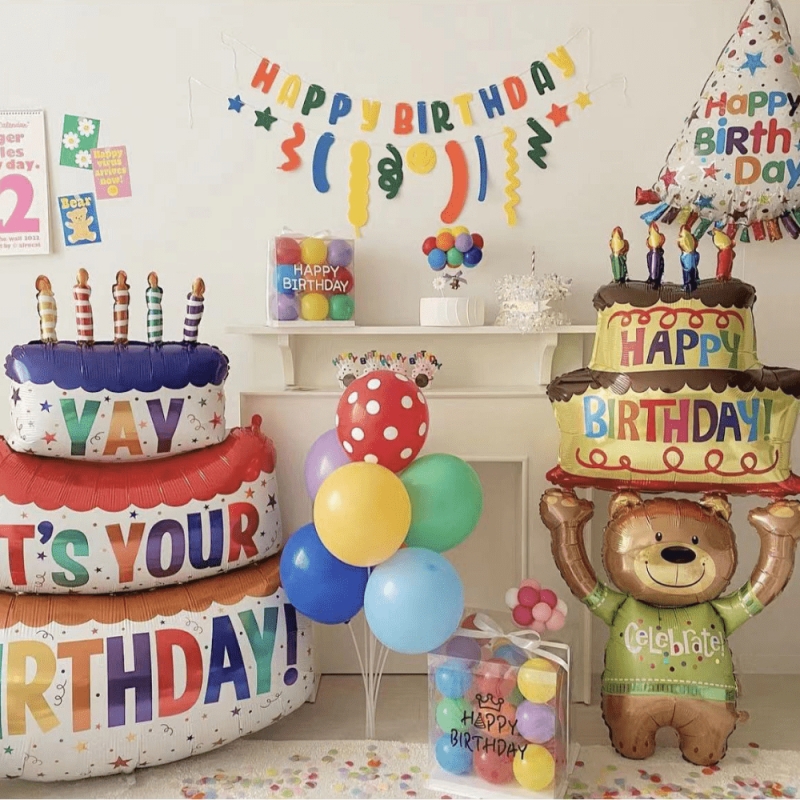 Happy Birthday Cake Foil Balloons for Girls and Boys Birthdays