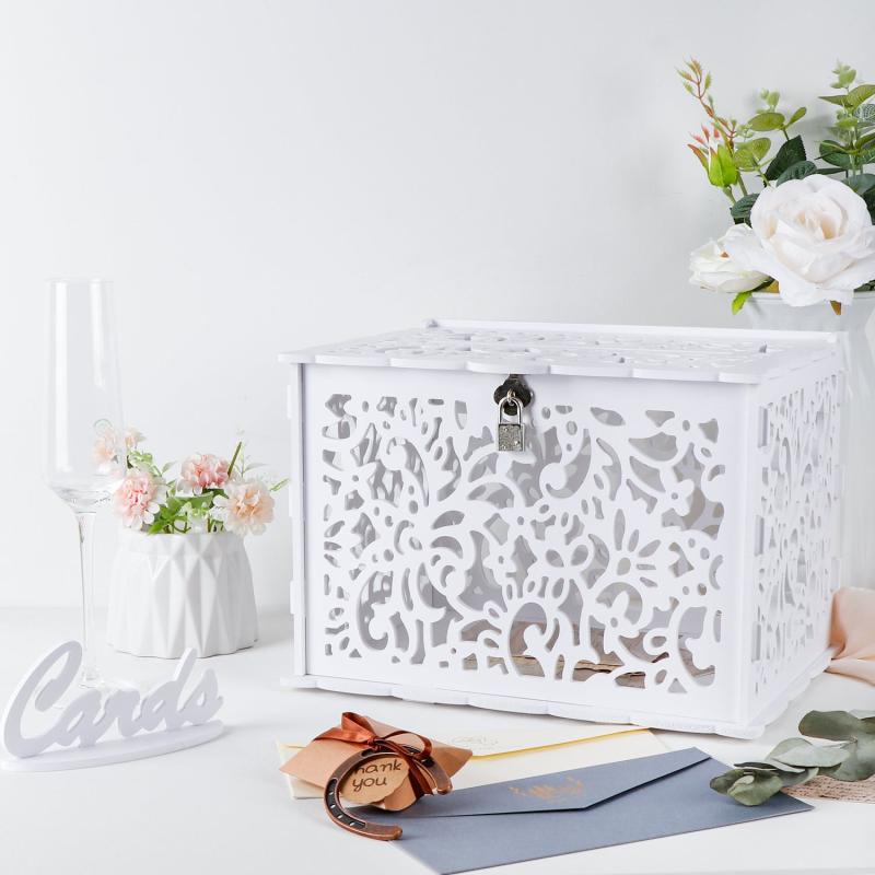Wedding Card Box With Lock PVC Gift Card Box For Wedding Decorations
