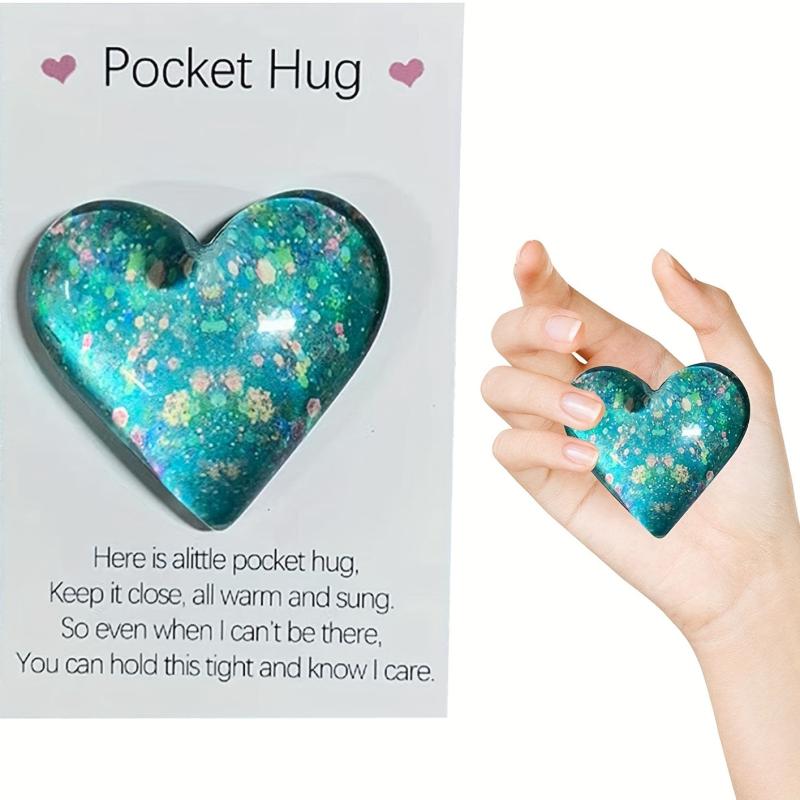 Pocket Hugging Heart Love Gift Glass Glitter Decor Girls Women Birthday Wedding