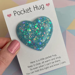 Pocket Hugging Heart Love Gift Glass Glitter Decor Girls Women Birthday Wedding