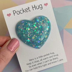 Pocket Hugging Heart Love Gift Glass Glitter Decor Girls Women Birthday Wedding