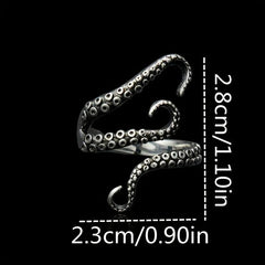 Octopus Tentacles Ring Adjustable Split Ring Retro Birthday Gift