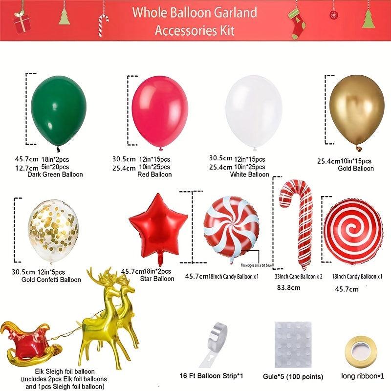 130pcs Christmas Balloons Garland Arch Kit Red Green Party Decorations