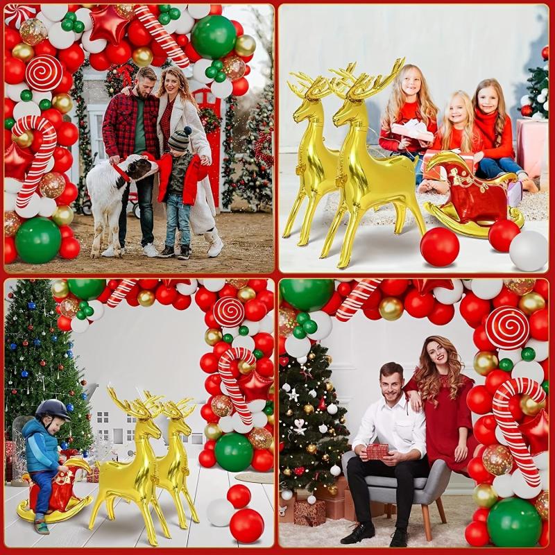 130pcs Christmas Balloons Garland Arch Kit Red Green Party Decorations
