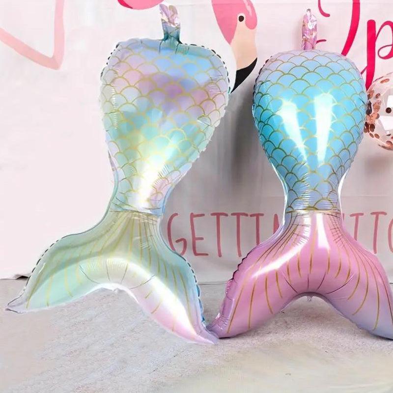 20pcs Mermaid Tail Balloon Theme Party Birthday Decoration Aluminum Film Balloon