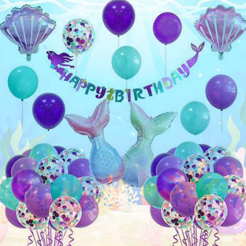 20pcs Mermaid Tail Balloon Theme Party Birthday Decoration Aluminum Film Balloon