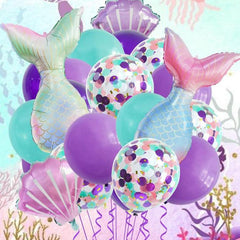 20pcs Mermaid Tail Balloon Theme Party Birthday Decoration Aluminum Film Balloon