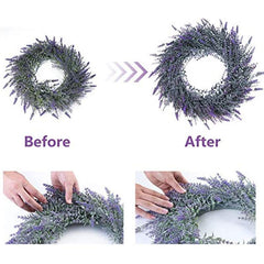 Lavender Wreath for Front Door Decor - All Seasons Farmhouse Wall Window Wedd