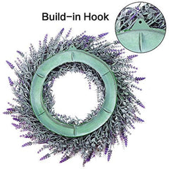 Lavender Wreath for Front Door Decor - All Seasons Farmhouse Wall Window Wedd