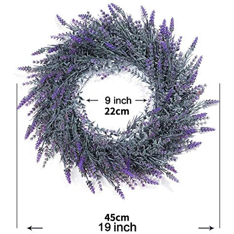 Lavender Wreath for Front Door Decor - All Seasons Farmhouse Wall Window Wedd