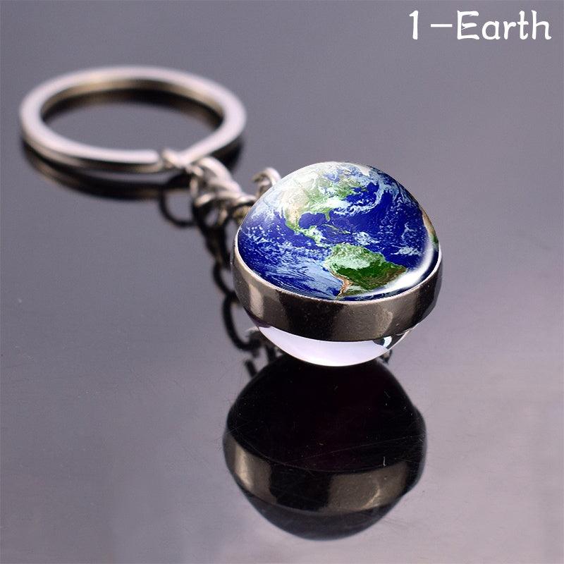 Patriotic Flag Keychain Glass Ball Ring with World Flag