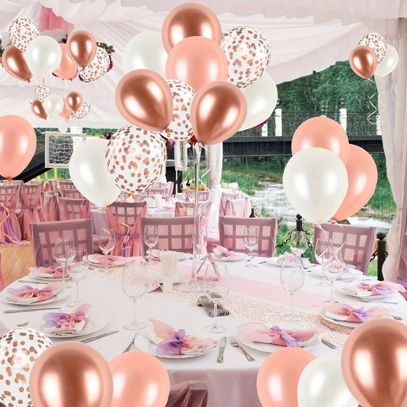 50pc Rose Confetti Balloons Set 30 48cm Metallic Balloons for Girls Birthday Wed