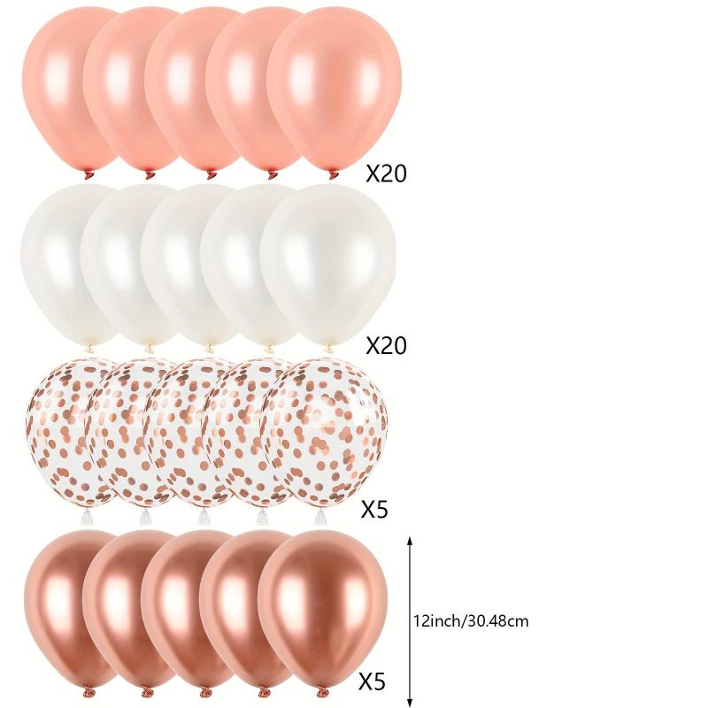 50pc Rose Confetti Balloons Set 30 48cm Metallic Balloons for Girls Birthday Wed