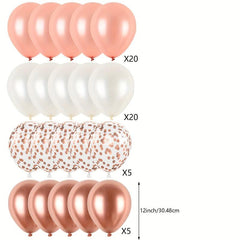 50pc Rose Confetti Balloons Set 30 48cm Metallic Balloons for Girls Birthday Wed