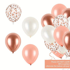 50pc Rose Confetti Balloons Set 30 48cm Metallic Balloons for Girls Birthday Wed