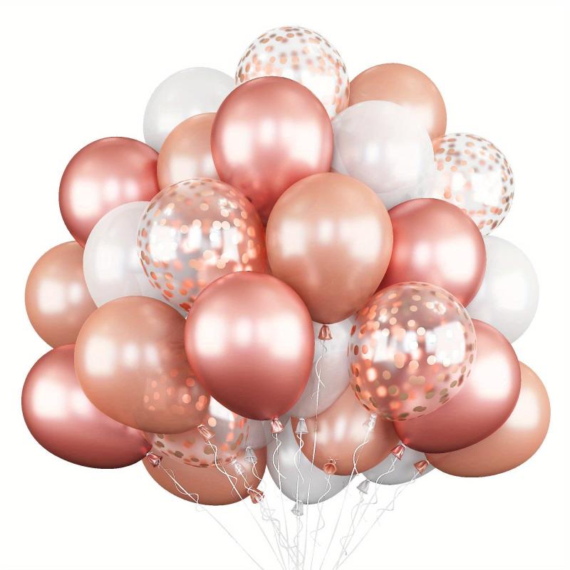 50pc Rose Confetti Balloons Set 30 48cm Metallic Balloons for Girls Birthday Wed