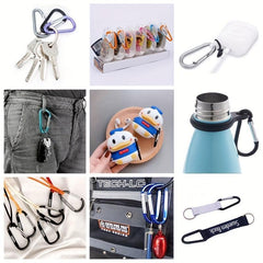 Large Aluminum D ring Keychain With Buckle Clip - Outdoor Backpacking Essential