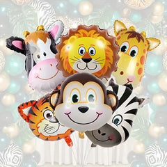 6pcs Forest Animal Head Balloons, Party Decorations & Photos, Kids' Birthdays