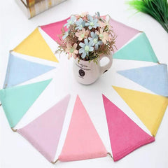 12pcs 4M Colorful Jute Linen Flags Pennant Bunting Banner Wedding Party Decor
