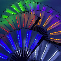 Glow in the Dark Hand Fan w/ LED Light for Nighttime Performances