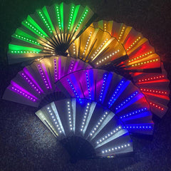 Glow in the Dark Hand Fan w/ LED Light for Nighttime Performances