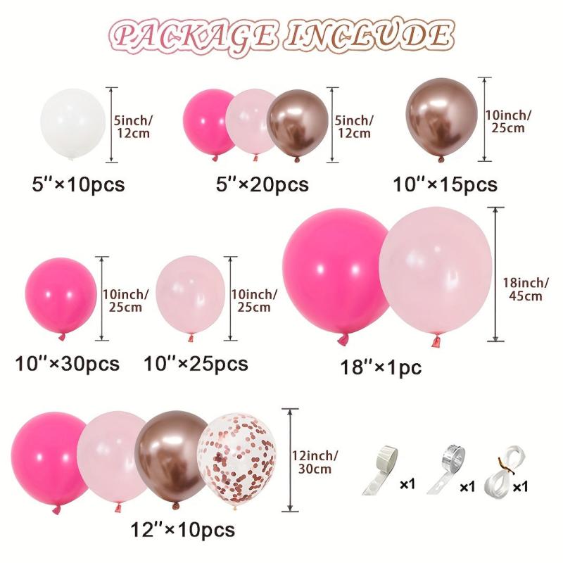 185pcs Pink Balloon Garland Arch Kit for Birthday Princess Theme Baby Shower