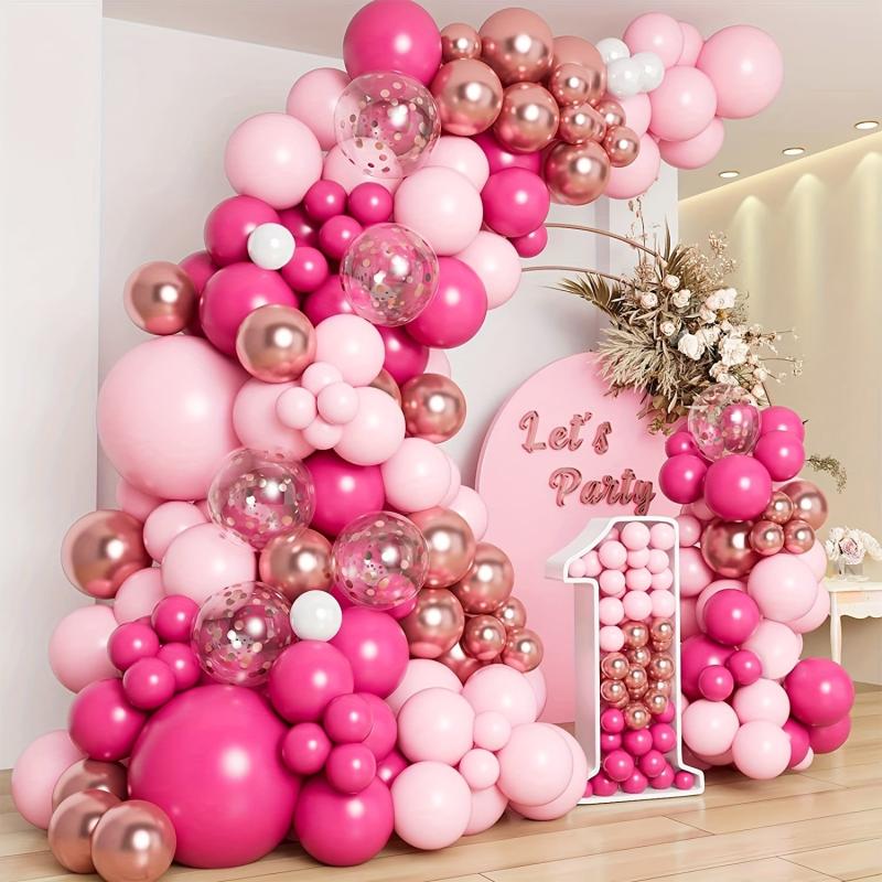 185pcs Pink Balloon Garland Arch Kit for Birthday Princess Theme Baby Shower
