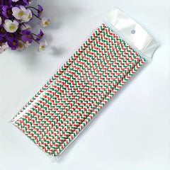 25pcs Christmas Paper Straws Santa & Tree Party Decor Disposable Drink Straws