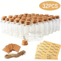 32pcs 30-80mm 40ML Hanging Glass Bottle Jars DIY Ornament