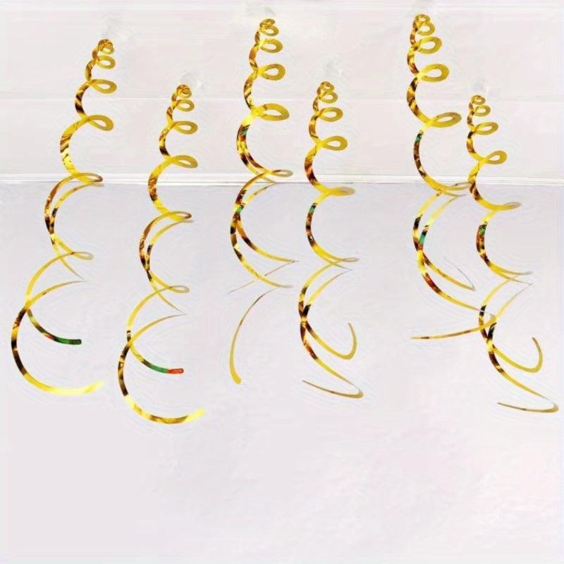 6pcs Swirl Decor PVC Spiral Indoor Party Decorations for Birthday and Christmas