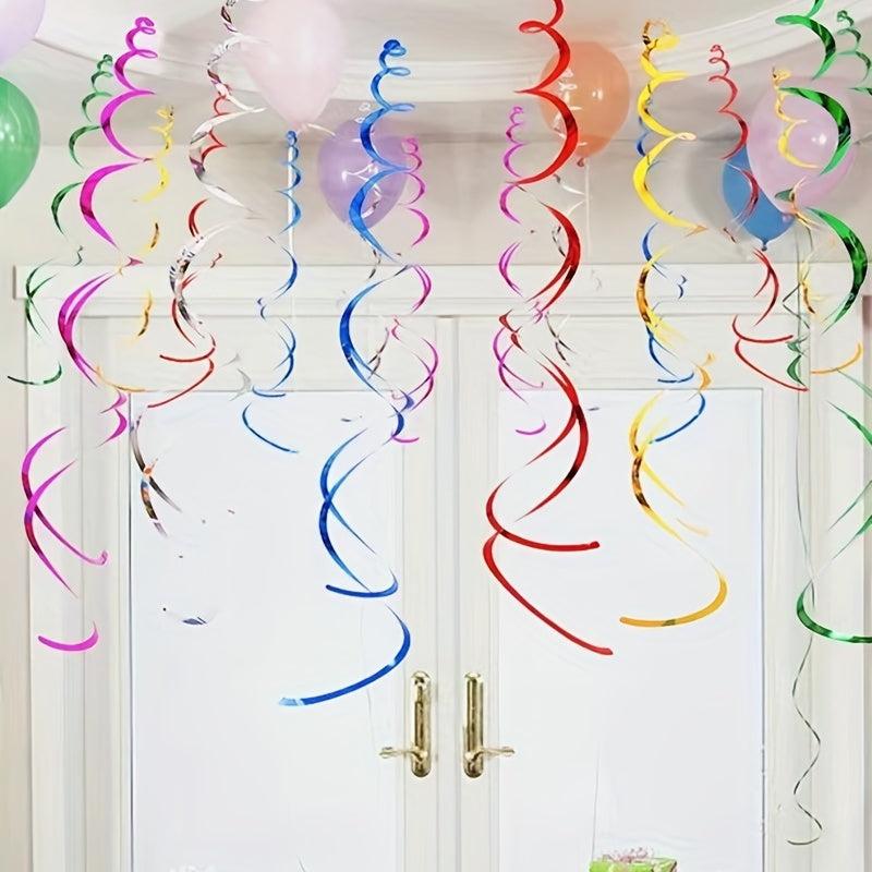 6pcs Swirl Decor PVC Spiral Indoor Party Decorations for Birthday and Christmas